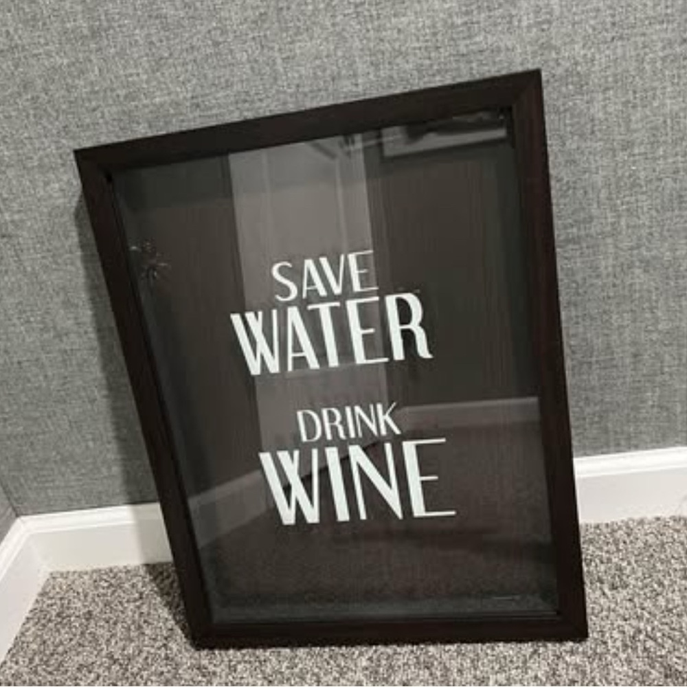 Wall art. Wine. Wood/glass. Excellent condition. Measurements in photos.